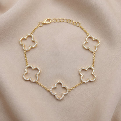 925 STERLING SILVER HOLLOW CLOVER BRACELET