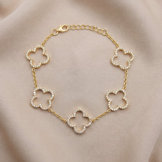 925 STERLING SILVER HOLLOW CLOVER BRACELET