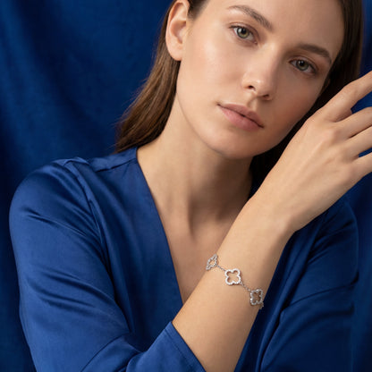 925 STERLING SILVER HOLLOW CLOVER BRACELET