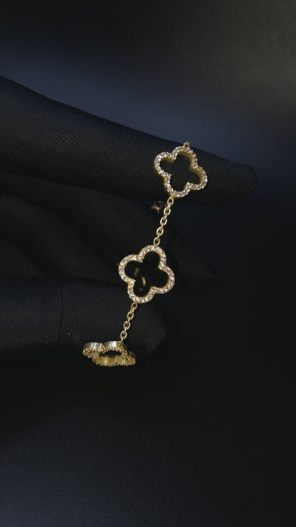 925 STERLING SILVER HOLLOW CLOVER BRACELET